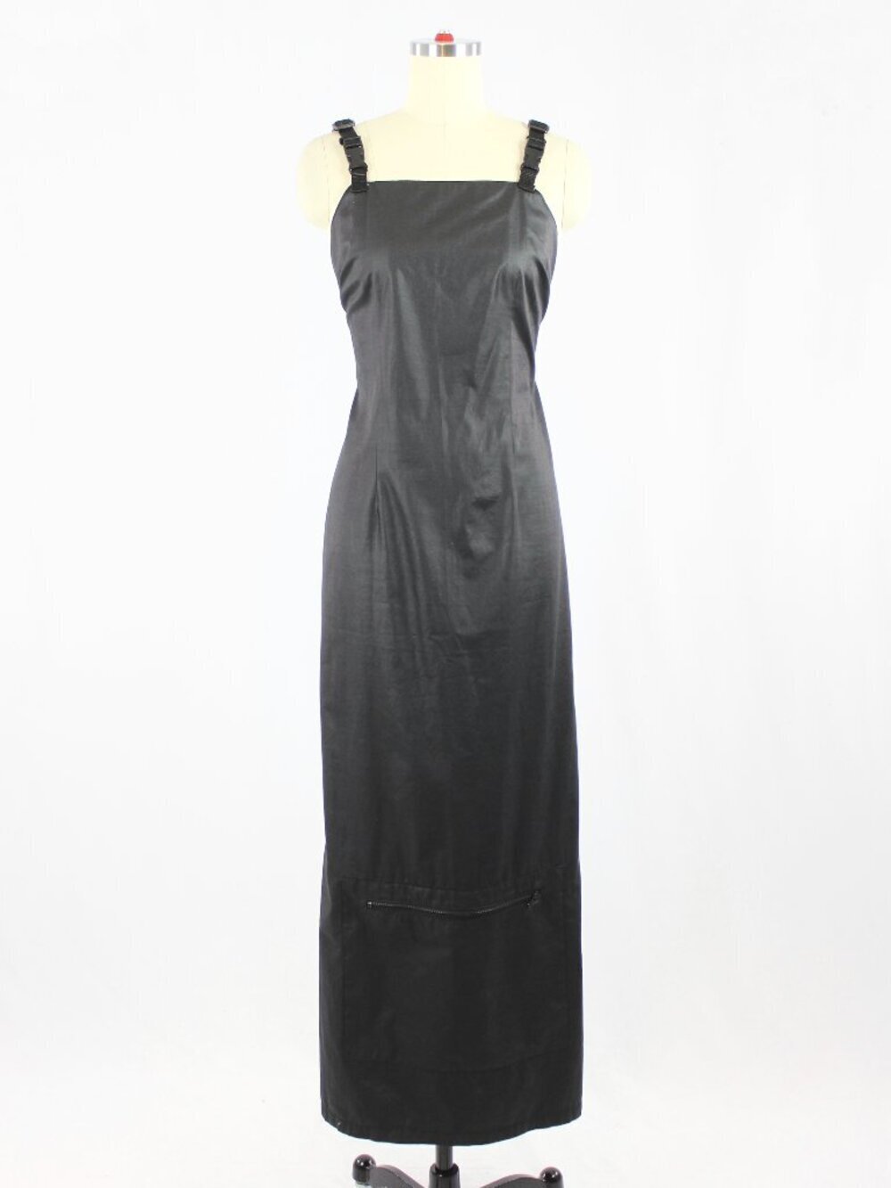 Vintage 90's LE CHATEAU Y2K Black Cotton Poly Chintz Tech Maxi Dress, Size S